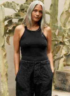 Women Imogene + Willie Tees & Tanks*faded black ribbed racerback tank