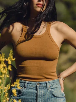 Women Imogene + Willie Tees & Tanks*field brown ribbed racerback tank