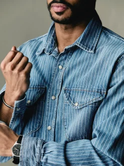 Imogene + Willie Shirts*hayes indigo stripe pearl snap