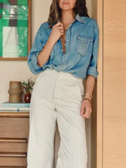 Women Imogene + Willie Pants & Shorts|Denim*logan bleached indigo stripe