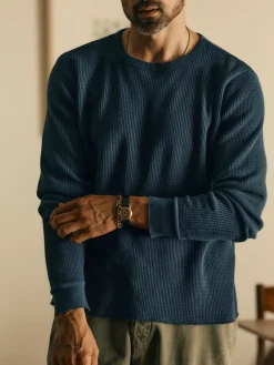 Imogene + Willie Knits & Sweaters*long sleeve thermal crew in steel blue