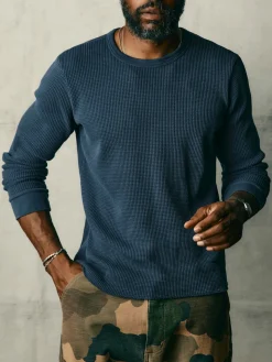 Imogene + Willie Knits & Sweaters*long sleeve thermal crew in steel blue