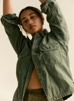 Women Imogene + Willie Jackets|Shirts*military shirt jacket in fatigue green
