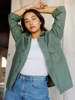 Women Imogene + Willie Jackets|Shirts*military shirt jacket in fatigue green
