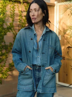 Women Imogene + Willie Jackets*ranch jacket in washed indigo stripe