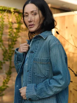 Women Imogene + Willie Jackets*ranch jacket in washed indigo stripe