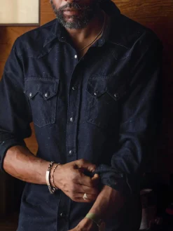 Imogene + Willie Shirts*sawtooth pearl snap in reverse black indigo nep