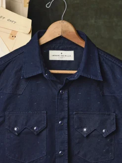 Imogene + Willie Shirts*sawtooth pearl snap in reverse black indigo nep
