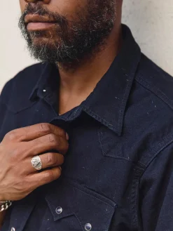 Imogene + Willie Shirts*sawtooth pearl snap in reverse black indigo nep