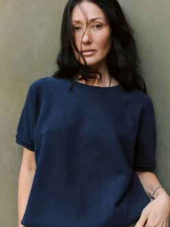 Women Imogene + Willie Knits & Sweaters*short sleeve raglan sweatshirt in navy